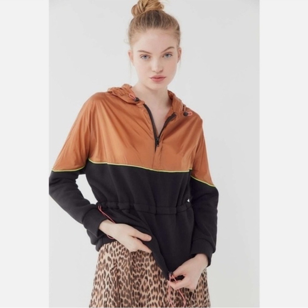 Urban Outfitters Black and Brown Colorblock Pullover Jacket SZ MED - Picture 1 of 6